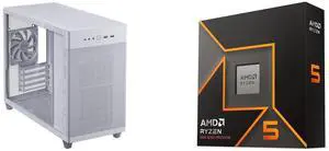 Computer Case CPU Combo -  ASUS AP201 ASUS PRIME CASE TG WHITE Bundle with  AMD 100-100001405WOF