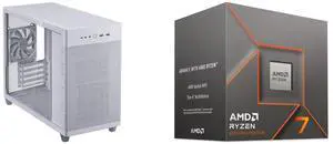 Computer Case CPU Combo -  ASUS AP201 ASUS PRIME CASE TG WHITE Bundle with  AMD 100-100001590BOX