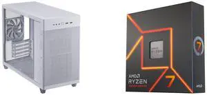 Computer Case CPU Combo -  ASUS AP201 ASUS PRIME CASE TG WHITE Bundle with  AMD 100-100000591WOF