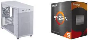 Computer Case CPU Combo -  ASUS AP201 ASUS PRIME CASE TG WHITE Bundle with  AMD 100-100001581WOF