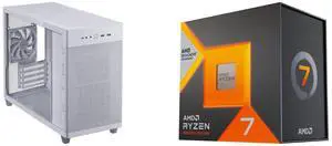 Computer Case CPU Combo -  ASUS AP201 ASUS PRIME CASE TG WHITE Bundle with  AMD Ryzen 7 7800X3D