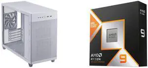 Computer Case CPU Combo -  ASUS AP201 ASUS PRIME CASE TG WHITE Bundle with  AMD 100-100000719WOF