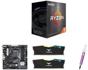 CPU Motherboard Memory CPU Thermal Paste / Grease Combo -  AMD 100-100000457BOX Bundle with  ASRock B450M/AC R2.0  and Team Group TF3D416G3200HC16FDC0 and Cooler Master MGZ-NDSG-N07M-R2