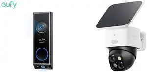 eufy Security Video Doorbell E340 (Battery Powered), Dual Cameras with Delivery Guard, 2K Full HD and Color Night Vision, HomeBase S380 Compatible, No Monthly Fee eufy Security SoloCam S340, Solar Security Camera, Wireless Outdoor Camera, 3