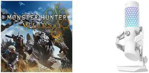 Monster Hunter Wilds - PC [Steam Online Game Code] ASUS ROG Carnyx USB Gaming Microphone (25mm condenser capsule, 192kHz/24-bit, cardioid, high-pass filter, built-in pop filter, metal shock mount, one-touch mute, USB, Aura Sync RGB) - White
