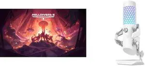 HELLDIVERS 2 - PC [Steam Code, UNITED STATES] ASUS ROG Carnyx USB Gaming Microphone (25mm condenser capsule, 192kHz/24-bit, cardioid, high-pass filter, built-in pop filter, metal shock mount, one-touch mute, USB, Aura Sync RGB) - White