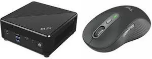 MSI Cubi N ADL Fanless Ultrasmall NUC MINI PC Barebone PC, Intel Celeron N100, WiFi AC9462, BT 5, Duel LAN, ThunderBOLT Type C, Black, Non-OS (ADL-055BUS) Logitech Signature Plus M750 Mouse - Optical - Wireless - 32.81 ft - Bluetooth/Radio