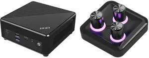 MSI Cubi N ADL Fanless Ultrasmall NUC MINI PC Barebone PC, Intel Celeron N100, WiFi AC9462, BT 5, Duel LAN, ThunderBOLT Type C, Black, Non-OS (ADL-055BUS) MasterHUB 3xKnob Module: Precision Control with Customizable Knobs and RGB LEDs for E