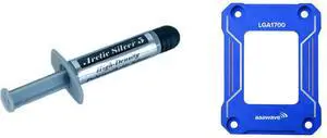 Arctic Silver 5 High-Density Polysynthetic Silver Thermal Compound AS5-3.5G and AAAwave LGA1700 CPU Contact Frame, Anti-Bending Fixing Bracket for Intel 12th/13th/14th Gen, Even Pressure CPU Guard, Aluminum Alloy Blue Contact Frame with Screwdriver - Blue