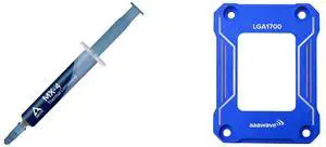 ARCTIC MX-4 (4 g) - Premium Performance Thermal Paste for all processors (CPU, GPU - PC, PS4, XBOX), very high thermal conductivity, long durability, safe application, non-conductive, non-capacitive and AAAwave LGA1700 CPU Contact Frame, Anti-Bending Fixing Bracket for Intel 12th/13th/14th Gen, Even Pressure CPU Guard, Aluminum Alloy Blue Contact Frame with Screwdriver - Blue