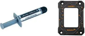 Arctic Silver 5 High-Density Polysynthetic Silver Thermal Compound AS5-3.5G and AAAwave LGA1851 CPU Contact Frame, Anti-Bending Fixing Bracket for Intel 15th Gen & Core Ultra Series 200 CPUs, Optimized Contact Pressure, Easy Installation, All Aluminum Alloy Frame - Black