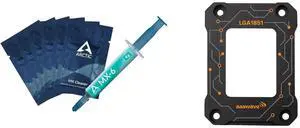 Arctic MX-6 ULTIMATE Performance Thermal Paste with 6x MX Cleaner and AAAwave LGA1851 CPU Contact Frame, Anti-Bending Fixing Bracket for Intel 15th Gen & Core Ultra Series 200 CPUs, Optimized Contact Pressure, Easy Installation, All Aluminum Alloy Frame - Black