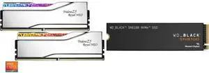 G.SKILL Trident Z Royal Series 64GB (2 x 32GB) 288-Pin PC RAM DDR5 6000 (PC5 48000) Desktop Memory Model F5-6000J2836G32GX2-TR5NS 4TB* WD_BLACK™ SN8100 PCIe® 5.0x4 NVMe™ M.2 SSD - WDS400T1X0M-00CMT0