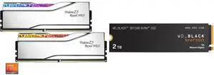 G.SKILL Trident Z Royal Series 64GB (2 x 32GB) 288-Pin PC RAM DDR5 6000 (PC5 48000) Desktop Memory Model F5-6000J2836G32GX2-TR5NS
WD_BLACK SN7100 M.2 2280 2TB PCI-Express 4.0 x4 TLC 3D NAND Internal Solid State Drive (SSD) WDS200T4X0E