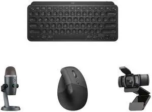 Logitech MX Keys Mini Minimalist Wireless Illuminated Keyboard, Compact, Bluetooth, Backlit, USB-C, Compatible with Apple macOS, iOS, Windows, Linux, Android, Metal Build - BLACK Blue Yeti Nano Premium USB Microphone for PC, Mac, Gaming, Re