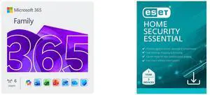 Microsoft 365 Family | 12-Month Subscription, Up to 6 People | Word, Excel, PowerPoint | 1TB OneDrive Cloud Storage | PC/MAC Instant Download ESET Home Security Essential 2025 - 3 Devices/ 1 Year Download