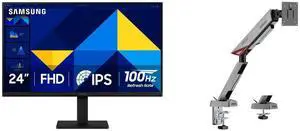 SAMSUNG 24" 100 Hz IPS FHD Monitor 5 ms Flat Panel S30GD LS24D300GANXZA MSI MPG MT161R - Premium RGB Single Monitor Stand Arm, Supports 17-45" Screens and 35.2 lbs, VESA Compatible, Adjustable Spring Assisted Mount, Clamp & Grommet, Quick SAMSUNG 24" 100 Hz IPS FHD Monitor 5 ms Flat Panel S30GD LS24D300GANXZA MSI MPG MT161R - Premium RGB Single Monitor Stand Arm, Supports 17-45" Screens and 35.2 lbs, VESA Compatible, Adjustable Spring Assisted Mount, Clamp & Grommet, Quick