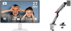 MSI PRO MP273QW E2 27-inch IPS 2560 x 1440 (QHD) Computer Monitor, 100Hz, Adaptive-Synch, HDMI, DP Port, VESA Mountable, Tilt, Speaker, 1ms, White MSI MPG MT161R - Premium RGB Single Monitor Stand Arm, Supports 17-45" Screens and 35.2 lbs, MSI PRO MP273QW E2 27-inch IPS 2560 x 1440 (QHD) Computer Monitor, 100Hz, Adaptive-Synch, HDMI, DP Port, VESA Mountable, Tilt, Speaker, 1ms, White MSI MPG MT161R - Premium RGB Single Monitor Stand Arm, Supports 17-45" Screens and 35.2 lbs,