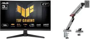 ASUS TUF Gaming 27" 1440P Curved HDR Gaming Monitor (VG27WQ3B) - QHD (2560 x 1440), 180Hz, 0.5ms, 1500R, Extreme Low Motion Blur, FreeSync, 90% DCI-P3, Shadow Boost, DisplayWidget MSI MPG MT161R - Premium RGB Single Monitor Stand Arm, Supp ASUS TUF Gaming 27" 1440P Curved HDR Gaming Monitor (VG27WQ3B) - QHD (2560 x 1440), 180Hz, 0.5ms, 1500R, Extreme Low Motion Blur, FreeSync, 90% DCI-P3, Shadow Boost, DisplayWidget MSI MPG MT161R - Premium RGB Single Monitor Stand Arm, Supp