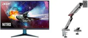 Acer Nitro VG272U W2 Gaming Monitor 27" 2560x1440 IPS 240Hz Refresh rate 0.5ms response time AMD FreeSync Premium HDR400, HDMIx2, DisplayPort, Speaker MSI MPG MT161R - Premium RGB Single Monitor Stand Arm,  Supports 17-45" Screens and 35.2