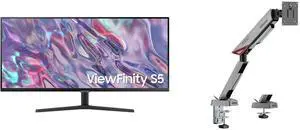 SAMSUNG VIEWFINITY S5 34" 2K 3440 x 1440 WQHD 100Hz FreeSync HDR10, 21:9 Monitor for work and gaming LS34C502GANXZA MSI MPG MT161R - Premium RGB Single Monitor Stand Arm, Supports 17-45" Screens and 35.2 lbs, VESA Compatible, Adjustable S SAMSUNG VIEWFINITY S5 34" 2K 3440 x 1440 WQHD 100Hz FreeSync HDR10, 21:9 Monitor for work and gaming LS34C502GANXZA MSI MPG MT161R - Premium RGB Single Monitor Stand Arm, Supports 17-45" Screens and 35.2 lbs, VESA Compatible, Adjustable S