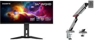 GIGABYTE - MO34WQC2 (US) - 34" QD-OLED Curved Gaming Monitor - WQHD 3440x1440 - Curved - 240 Hz - 0.03ms GTG - AMD FreeSync Premium Pro - Type C KVM - HDMI, DP, Type C - Height Adjustable - Black MSI MPG MT161R - Premium RGB Single Monitor
