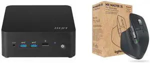 MSI Cubi NUC 13MQG 202BUS Mini Barebone PC, Intel Core i7-1365U vPro Enterprise, ( windows os, RAM, HDD are not included)   Cubi13MQG202B Logitech MX Master 3S for Business, Wireless Mouse with Quiet Clicks, 8K DPI, Secured Logi Bolt USB Re