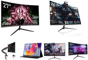 Rehisk 27'' 2K QHD Gaming Monitor - 2560p, 165Hz Refresh Rate, 1ms Response Time, AdaptiveSync, Dual HDMI & DP1.2, Ultra-Slim Bezel and Rehisk 24" 180Hz Curved Gaming Monitor FHD 1080P 1ms Response FreeSync Ultra-Thin VESA Ready for PS5 Xbox PC #New egg and Single Monitor Mount, 17 to 32 Inch, 4.4 to 19.8lbs, Adjustable Gas Spring Monitor Arm with Cable Management, Clamp & Grommet Base and ReHisk 15.6 inch Portable Monitor IPS FHD 1080P HDR gaming monitors for laptop with HDMI USB-C Computer Second External Monitor Eye Care dual speakers for PC Phone PS4 Xbox black and ReHisk 24 inch IPS FHD 1080P 100Hz Gaming Monitor VESA 75*75mm 1ms Response Time FreeSync & G-sync Compatible 24 inch monitor with HDMI2.0 DisplayPort 1.2 computer monitor Low-Blue Light and Rehisk 27'' Curved 2K Gaming Monitor 165Hz 2560*1440 1ms Response Time AdaptiveSync with Dual HDMI & DP1.2 Ultra-Slim Bezel