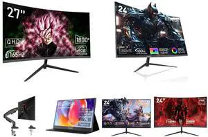 Rehisk 27'' 2K QHD Gaming Monitor - 2560p, 165Hz Refresh Rate, 1ms Response Time, AdaptiveSync, Dual HDMI & DP1.2, Ultra-Slim Bezel and Rehisk 24" 180Hz Curved Gaming Monitor FHD 1080P 1ms Response FreeSync Ultra-Thin VESA Ready for PS5 Xbox PC #New egg and Single Monitor Mount, 17 to 32 Inch, 4.4 to 19.8lbs, Adjustable Gas Spring Monitor Arm with Cable Management, Clamp & Grommet Base and ReHisk 15.6 inch Portable Monitor IPS FHD 1080P HDR gaming monitors for laptop with HDMI USB-C Computer Second External Monitor Eye Care dual speakers for PC Phone PS4 Xbox black and ReHisk 24 inch IPS FHD 1080P 100Hz Gaming Monitor VESA 75*75mm 1ms Response Time FreeSync & G-sync Compatible 24 inch monitor with HDMI2.0 DisplayPort 1.2 computer monitor Low-Blue Light and Rehisk 24'' FHD Gaming Monitor -  180Hz Refresh, 1ms Response, AdaptiveSync,Ultra-Thin Narrow Bezel, Tilt Adjustable Design#Black Friday 180hz 24inch