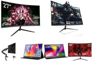 Rehisk 27'' 2K QHD Gaming Monitor - 2560p, 165Hz Refresh Rate, 1ms Response Time, AdaptiveSync, Dual HDMI & DP1.2, Ultra-Slim Bezel and Rehisk 24" 180Hz Curved Gaming Monitor FHD 1080P 1ms Response FreeSync Ultra-Thin VESA Ready for PS5 Xbox PC #New egg and Single Monitor Mount, 17 to 32 Inch, 4.4 to 19.8lbs, Adjustable Gas Spring Monitor Arm with Cable Management, Clamp & Grommet Base and ReHisk 15.6 inch Portable Monitor IPS FHD 1080P HDR gaming monitors for laptop with HDMI USB-C Computer Second External Monitor Eye Care dual speakers for PC Phone PS4 Xbox black and REHISK 15.6" inch Portable Monitor IPS FHD 1080P gaming monitor for laptop with HDMI USB-C HDR Eye Care laptop monitor extender for PC Phone PS4 Xbox dual speakers and Rehisk 24'' FHD Gaming Monitor -  180Hz Refresh, 1ms Response, AdaptiveSync,Ultra-Thin Narrow Bezel, Tilt Adjustable Design#Black Friday 180hz 24inch