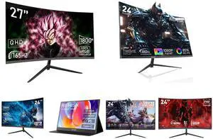 Rehisk 27'' 2K QHD Gaming Monitor - 2560p, 165Hz Refresh Rate, 1ms Response Time, AdaptiveSync, Dual HDMI & DP1.2, Ultra-Slim Bezel and Rehisk 24" 180Hz Curved Gaming Monitor FHD 1080P 1ms Response FreeSync Ultra-Thin VESA Ready for PS5 Xbox PC #New egg and REHISK 24 Curved Gaming Monitor  100Hz, 1ms, FHD, FreeSync, Eye-Care, Ultra-Slim, HDMI & DP, Built-in Speakers, VESA Mount and ReHisk 15.6 inch Portable Monitor IPS FHD 1080P HDR gaming monitors for laptop with HDMI USB-C Computer Second External Monitor Eye Care dual speakers for PC Phone PS4 Xbox black and ReHisk 24 inch IPS FHD 1080P 100Hz Gaming Monitor VESA 75*75mm 1ms Response Time FreeSync & G-sync Compatible 24 inch monitor with HDMI2.0 DisplayPort 1.2 computer monitor Low-Blue Light and Rehisk 24'' FHD Gaming Monitor -  180Hz Refresh, 1ms Response, AdaptiveSync,Ultra-Thin Narrow Bezel, Tilt Adjustable Design#Black Friday 180hz 24inch