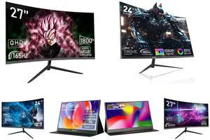 Rehisk 27'' 2K QHD Gaming Monitor - 2560p, 165Hz Refresh Rate, 1ms Response Time, AdaptiveSync, Dual HDMI & DP1.2, Ultra-Slim Bezel and Rehisk 24" 180Hz Curved Gaming Monitor FHD 1080P 1ms Response FreeSync Ultra-Thin VESA Ready for PS5 Xbox PC #New egg and REHISK 24 Curved Gaming Monitor  100Hz, 1ms, FHD, FreeSync, Eye-Care, Ultra-Slim, HDMI & DP, Built-in Speakers, VESA Mount and ReHisk 15.6 inch Portable Monitor IPS FHD 1080P HDR gaming monitors for laptop with HDMI USB-C Computer Second External Monitor Eye Care dual speakers for PC Phone PS4 Xbox black and REHISK 15.6" inch Portable Monitor IPS FHD 1080P gaming monitor for laptop with HDMI USB-C HDR Eye Care laptop monitor extender for PC Phone PS4 Xbox dual speakers and Rehisk 27'' Curved 2K Gaming Monitor 165Hz 2560*1440 1ms Response Time AdaptiveSync with Dual HDMI & DP1.2 Ultra-Slim Bezel