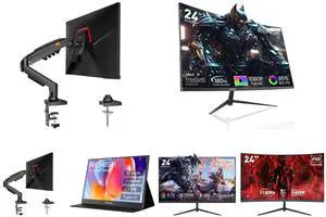 Single Monitor Mount, 17 to 32 Inch, 4.4 to 19.8lbs, Adjustable Gas Spring Monitor Arm with Cable Management, Clamp & Grommet Base and Rehisk 24" 180Hz Curved Gaming Monitor FHD 1080P 1ms Response FreeSync Ultra-Thin VESA Ready for PS5 Xbox PC #New egg and ReHisk 15.6 inch Portable Monitor IPS FHD 1080P HDR gaming monitors for laptop with HDMI USB-C Computer Second External Monitor Eye Care dual speakers for PC Phone PS4 Xbox black and ReHisk 24 inch IPS FHD 1080P 100Hz Gaming Monitor VESA 75*75mm 1ms Response Time FreeSync & G-sync Compatible 24 inch monitor with HDMI2.0 DisplayPort 1.2 computer monitor Low-Blue Light and Rehisk 24'' FHD Gaming Monitor -  180Hz Refresh, 1ms Response, AdaptiveSync,Ultra-Thin Narrow Bezel, Tilt Adjustable Design#Black Friday 180hz 24inch