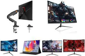 Single Monitor Mount, 17 to 32 Inch, 4.4 to 19.8lbs, Adjustable Gas Spring Monitor Arm with Cable Management, Clamp & Grommet Base and Rehisk 24" 180Hz Curved Gaming Monitor FHD 1080P 1ms Response FreeSync Ultra-Thin VESA Ready for PS5 Xbox PC #New egg and REHISK 24 Curved Gaming Monitor  100Hz, 1ms, FHD, FreeSync, Eye-Care, Ultra-Slim, HDMI & DP, Built-in Speakers, VESA Mount and ReHisk 15.6 inch Portable Monitor IPS FHD 1080P HDR gaming monitors for laptop with HDMI USB-C Computer Second External Monitor Eye Care dual speakers for PC Phone PS4 Xbox black and ReHisk 24 inch IPS FHD 1080P 100Hz Gaming Monitor VESA 75*75mm 1ms Response Time FreeSync & G-sync Compatible 24 inch monitor with HDMI2.0 DisplayPort 1.2 computer monitor Low-Blue Light and Rehisk 24'' FHD Gaming Monitor -  180Hz Refresh, 1ms Response, AdaptiveSync,Ultra-Thin Narrow Bezel, Tilt Adjustable Design#Black Friday 180hz 24inch