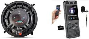 FOR-Ceiling Speakers Stereo Home Theater Speakers in Wall Speakers Flush Mount 8Inch White 250 Watt 2Way Pair PDIC86 and FOR-160GB Digital Voice Recorder with Playback - 110 Hours Ultra-Long Continuous Recording, 1536Kbps Voice Activated Audio Recorder with External Microphone for Lecture Interview Meeting