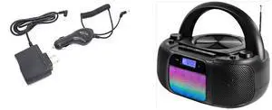 and Wall Charger for BlueParrott B250XT and B250XT+ NonUSB version | For BlueParrott B250XT Bluetooth Headset 1st Generation prior to mid 2018 203664 and MD6972 Portable Top Loading CD Boombox with Digital AM/FM Stereo Radio, Color Changing Lights, and Bluetooth Wireless Technology | CD-R/CD-RW Compatible | LCD Display |
