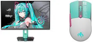 ASUS ROG Strix XG27ACMEG-G Hatsune Miku Edition Monitor – 27-inch 2560x1440, 260Hz OC (Above 144Hz), 0.3ms (min.), Fast IPS, Extreme Low Motion Blur Sync ASUS TUF Gaming Mini Wireless Mouse Hatsune Miku Edition ASUS ROG Strix XG27ACMEG-G Hatsune Miku Edition Monitor – 27-inch 2560x1440, 260Hz OC (Above 144Hz), 0.3ms (min.), Fast IPS, Extreme Low Motion Blur Sync ASUS TUF Gaming Mini Wireless Mouse Hatsune Miku Edition