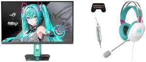 ASUS ROG Strix XG27ACMEG-G Hatsune Miku Edition Monitor – 27-inch 2560x1440, 260Hz OC (Above 144Hz), 0.3ms (min.), Fast IPS, Extreme Low Motion Blur Sync ASUS TUF GAMING H1 GEN II HATSUNE MIKU EDITION, Wired Gaming Headset with 40 mm ASUS E ASUS ROG Strix XG27ACMEG-G Hatsune Miku Edition Monitor – 27-inch 2560x1440, 260Hz OC (Above 144Hz), 0.3ms (min.), Fast IPS, Extreme Low Motion Blur Sync ASUS TUF GAMING H1 GEN II HATSUNE MIKU EDITION, Wired Gaming Headset with 40 mm ASUS E