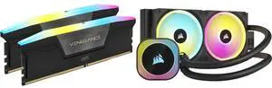 CORSAIR Vengeance RGB Model CMH64GX5M2N6400C32 + CORSAIR iCUE Link H100i RGB Liquid CPU Cooler - 240mm AIO - QX120 RGB Fans - Fits Intel LGA 1851, AMD AM5 - iCUE Link System Hub Included - Black