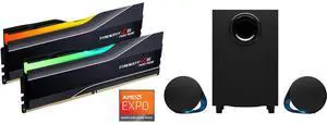 G.SKILL Trident Z5 Neo RGB Series Model F5-6000J3444F64GX2-TZ5NR + Logitech G560 PC Gaming Speaker System with 7.1 DTS:X Ultra Surround Sound, Game based LIGHTSYNC RGB, Two Speakers and Subwoofer, Immersive Gaming Experience - Black