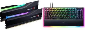 G.SKILL Trident Z5 RGB Series Model F5-6000J3636F32GX2-TZ5RK + Razer BlackWidow V4 Pro Wired Mechanical Gaming Keyboard - Green Switches (Tactile & Clicky), Doubleshot ABS Keycaps, Command Dial, Chroma RGB, Magnetic Wrist Rest, Snap Tap - Black
