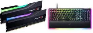 G.SKILL Trident Z5 RGB Series Model F5-6000J3636F32GX2-TZ5RK + Razer BlackWidow V4 Pro Wired Mechanical Gaming Keyboard - Yellow Switches (Linear & Silent), Doubleshot ABS Keycaps, Command Dial, Chroma RGB, Magnetic Wrist Rest, Snap Tap