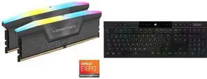 Memory Gaming Keyboard Combo -  Corsair CMH32GX5M2F6000Z36 Bundle with  Corsair CH-913A01U-NA