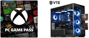 PC Game Pass (100+ PC Games All You Can Play) 3 Month US Region [Digital Code] VTG Gaming PC AMD Ryzen7 9700X, Radeon RX 9070XT 16G, 1TB NVME SSD, 32GB DDR5 RAM , 850W GOLD PSU ,360MM AIO liquid cooler , B650M , Windows 11 Home, WIFI,  Preb
