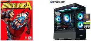 Borderlands 4 - PC [Steam Online Game Code] IPASON Xelra Gaming Desktop PC,AMD Ryzen5 9600X,Geforce RTX 5060 8G,32GB DDR5,1TB NVMe SSD,Wi-Fi,Windows 11 Home,Black Prebuilt Pc Computer