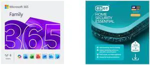 Microsoft 365 Family | 12-Month Subscription, Up to 6 People | Word, Excel, PowerPoint | 1TB OneDrive Cloud Storage | PC/MAC Instant Download ESET Home Security Essential 2026 - 3 Devices/ 1 Year Download