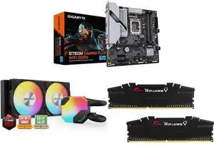 Motherboard CPU Cooler Memory Combo -  GIGABYTE B760M GAMING PLUS WIFI DDR4 Bundle with  Montech HyperFlow ARGB 240  and G.SKILL F4-3600C18D-32GVK