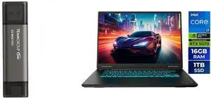 TEAM X2 MAX DRIVE 2TB Titanium USB 3.2 Gen2 External Solid State Flash Drive, Dual Interface Type-C and Type-A, Smartphone/Tablet/Laptop/PC/Chromebook Compatible, Speed Up to 1000MB/s (TX2MAX32TBT01) GIGABYTE GAMING A16 Gaming Laptop - 165H
