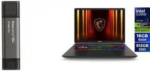 TEAM X2 MAX DRIVE 2TB Titanium USB 3.2 Gen2 External Solid State Flash Drive, Dual Interface Type-C and Type-A, Smartphone/Tablet/Laptop/PC/Chromebook Compatible, Speed Up to 1000MB/s (TX2MAX32TBT01) MSI Vector - 16" GeForce RTX 5070 Ti Lap