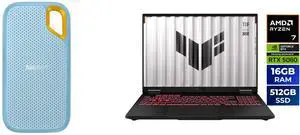 SanDisk 4TB Extreme Portable SSD - Up to 1050MB/s - USB-C, USB 3.2 Gen 2 - External Solid State Drive - SDSSDE61-4T00-G25B ASUS TUF Gaming A16 - 16" GeForce RTX 5060 Laptop GPU - AMD Ryzen 7 260 - 16GB Memory - 512 GB NVMe SSD - Windows 11